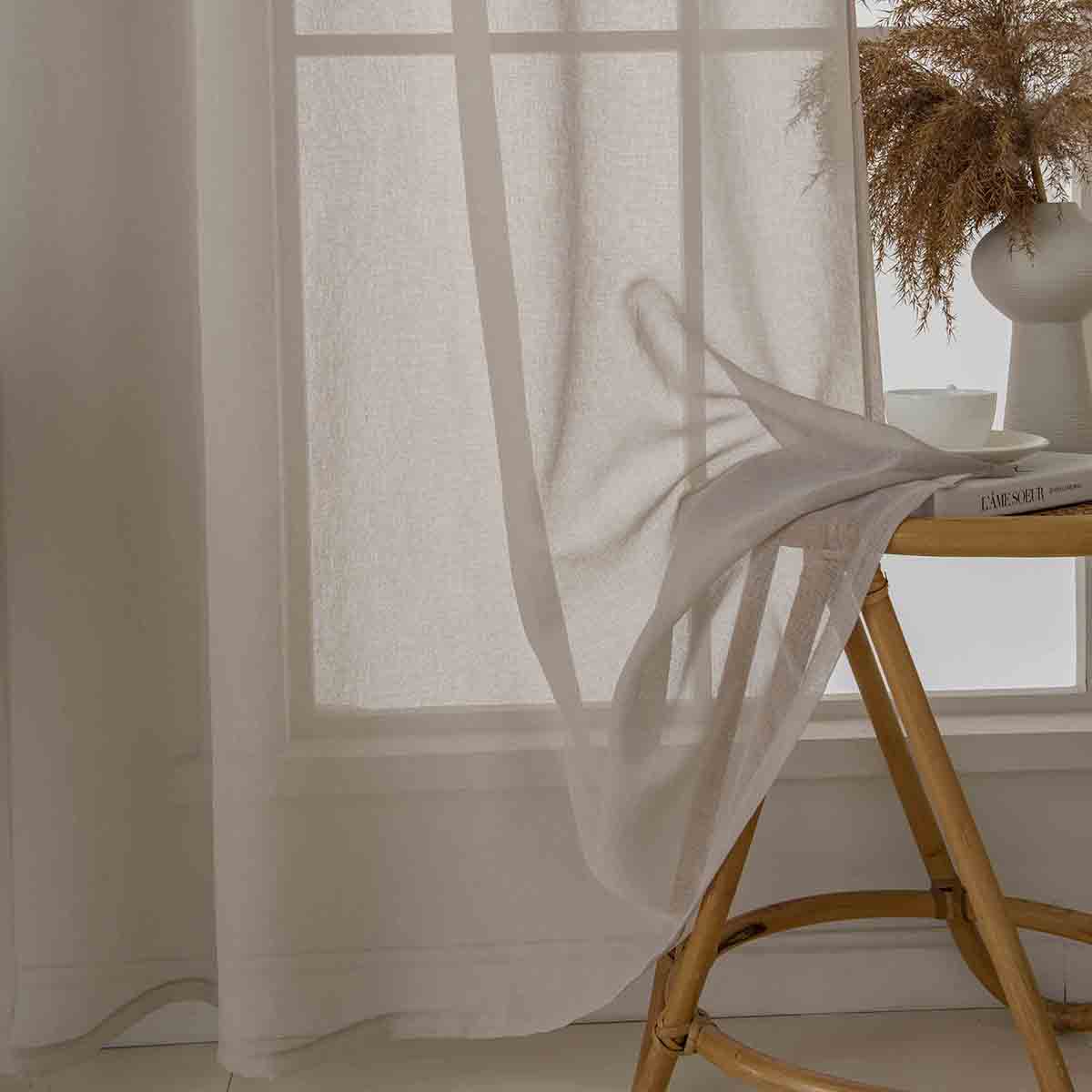 Κουρτίνα Γάζα Μονόχρωμη με 8 Μεταλλικούς Κρίκους Sharp Art 8448 140x270εκ Άμμου