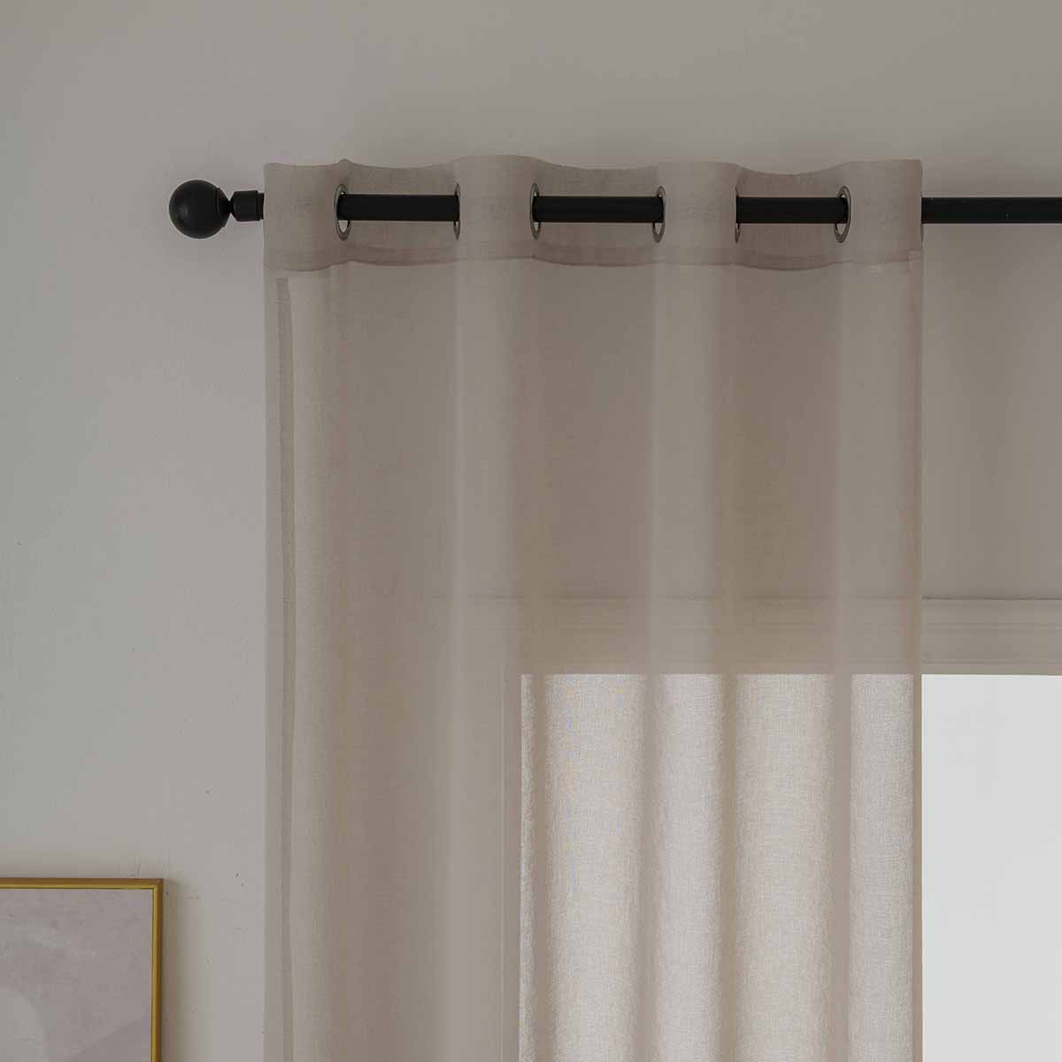 Κουρτίνα Γάζα Μονόχρωμη με 8 Μεταλλικούς Κρίκους Sharp Art 8448 140x270εκ Άμμου