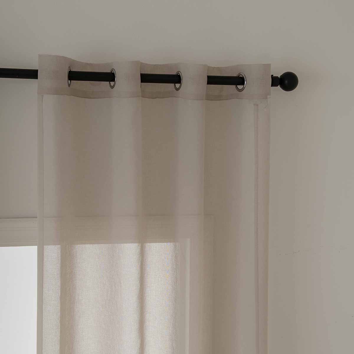 Κουρτίνα Γάζα Μονόχρωμη με 8 Μεταλλικούς Κρίκους Sharp Art 8448 140x270εκ Άμμου