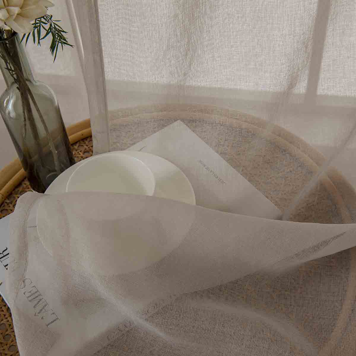 Κουρτίνα Γάζα Μονόχρωμη με 8 Μεταλλικούς Κρίκους Sharp Art 8448 140x270εκ Άμμου