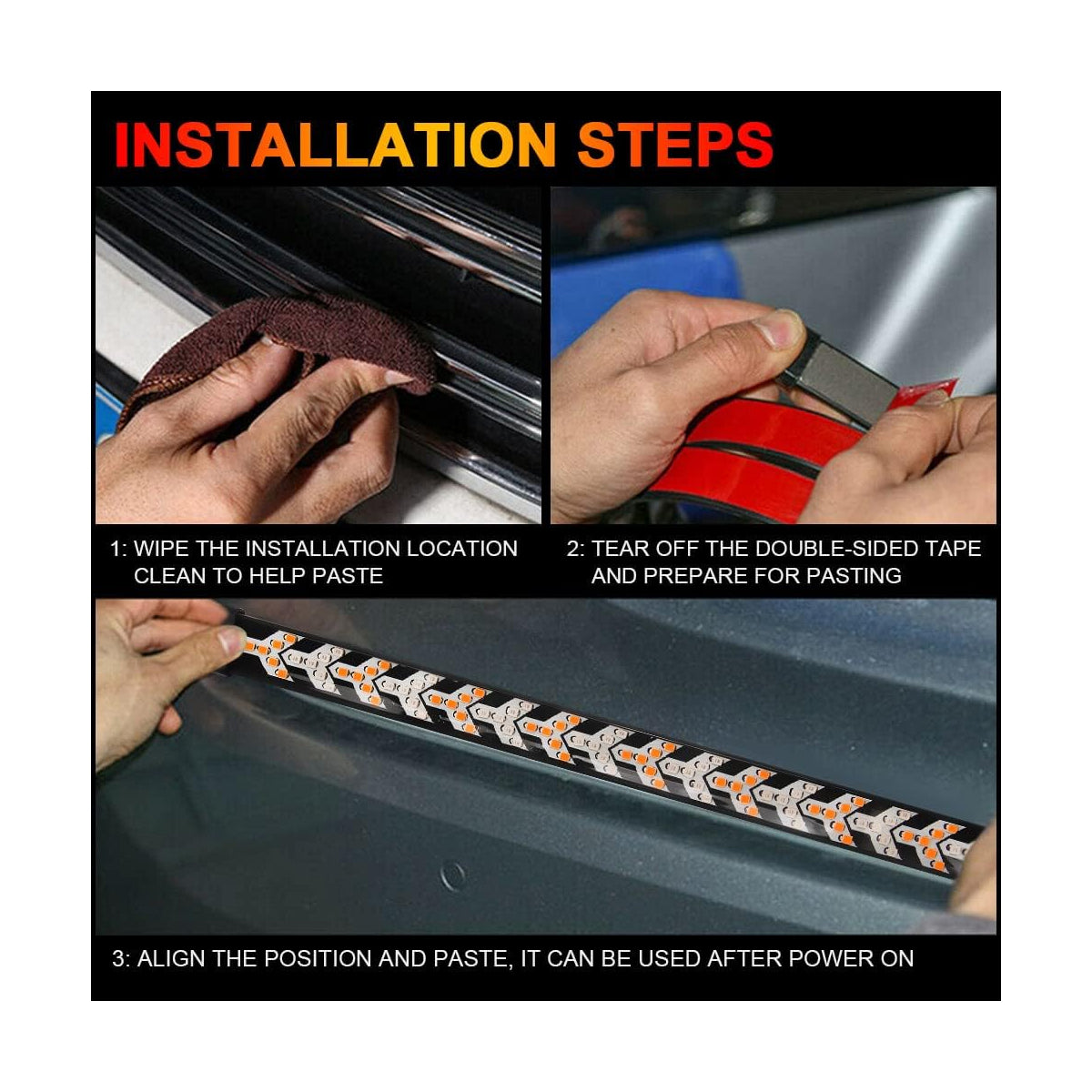 81735 Car Backlit LED Strip Εύκαμπτη Ταινία 150cm Σήμανσης DRL Αυτοκινήτου 3 Προγραμμάτα Φωτισμού LED SMD 5050 12W DC 9-30V Αδιάβροχη IP65 Πορτοκαλί - Κόκκινο