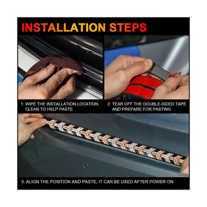 81735 Car Backlit LED Strip Εύκαμπτη Ταινία 150cm Σήμανσης DRL Αυτοκινήτου 3 Προγραμμάτα Φωτισμού LED SMD 5050 12W DC 9-30V Αδιάβροχη IP65 Πορτοκαλί - Κόκκινο