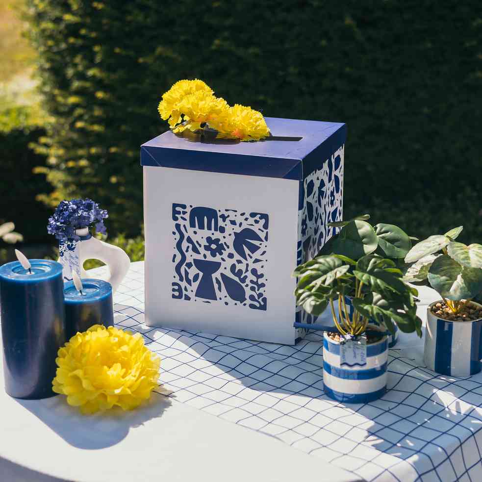 Artificial Plant in Ceramic Pot Blue White Φ8x17