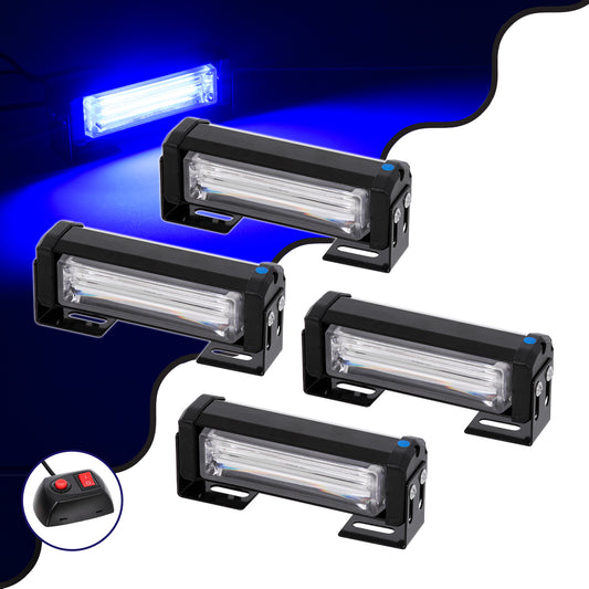 85032 PRO Series ΣΕΤ 4 x Μπάρες Σήμανσης Οχήματος Αστυνομίας για Αυτοκίνητα & Φορτηγά 13 Προγραμμάτων Φωτισμού STROBE LED CREE CXB COB 36W DC 10-30V Αδιάβροχο IP65 Μπλε