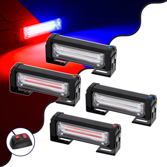 85035 PRO Series ΣΕΤ 4 x Μπάρες Σήμανσης Οχήματος Αστυνομίας για Αυτοκίνητα & Φορτηγά 13 Προγραμμάτων Φωτισμού LED CREE CXB COB 36W DC 10-30V Αδιάβροχο IP65 Κόκκινο & Μπλε