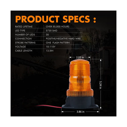 85195 PRO Series Φάρος Ασφαλείας για Περονοφόρα - Κλαρκ - Αυτοκίνητα & Φορτηγά STROBE LED SMD 5730 40W DC 10-110V Αδιάβροχος IP65 Πορτοκαλί