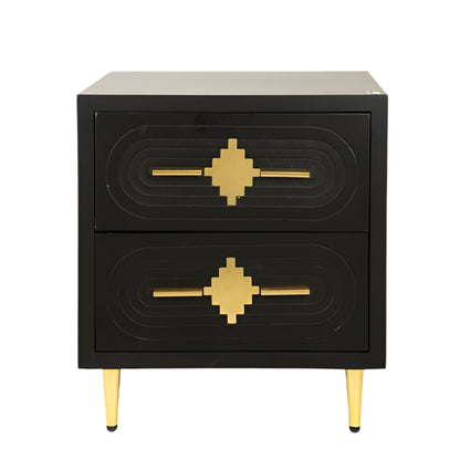 ΚΟΜΟΔΙΝΟ ΞΥΛΙΝΟ ΜΑΥΡΟ 2 ΣΥΡΤΑΡΙΑ ΠΟΔΙΑ ΜΕΤΑΛΛΙΚΑ 50x40x56