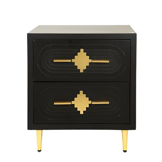 ΚΟΜΟΔΙΝΟ ΞΥΛΙΝΟ ΜΑΥΡΟ 2 ΣΥΡΤΑΡΙΑ ΠΟΔΙΑ ΜΕΤΑΛΛΙΚΑ 50x40x56