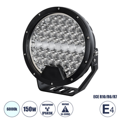 85337 E4 Mark Vehicle & JEEP Work Lights - Φώτα Εργασίας για Οχήματα και JEEP LED High Power 150W DC 10-30V Αδιάβροχo IP6K9K Ψυχρό Λευκό 6000K M22 x Π7 x Υ23.5cm