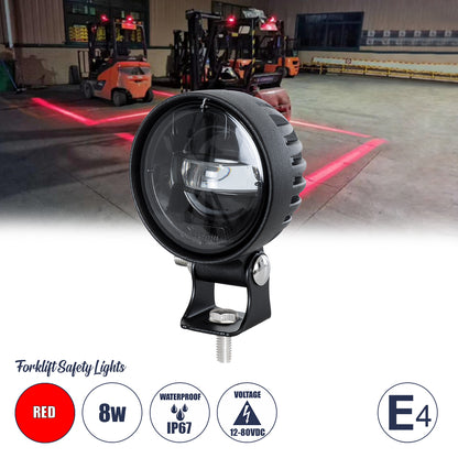 85340 E4 Mark Forklift Safety Lights - Φώτα Προειδοποίησης & Διαγράμμισης Ασφαλείας για Περονοφόρα - Κλάρκ LED 8W DC 12-80V Αδιάβροχο IP67 Κόκκινο Μ8.5 x Π6.5 x Υ12