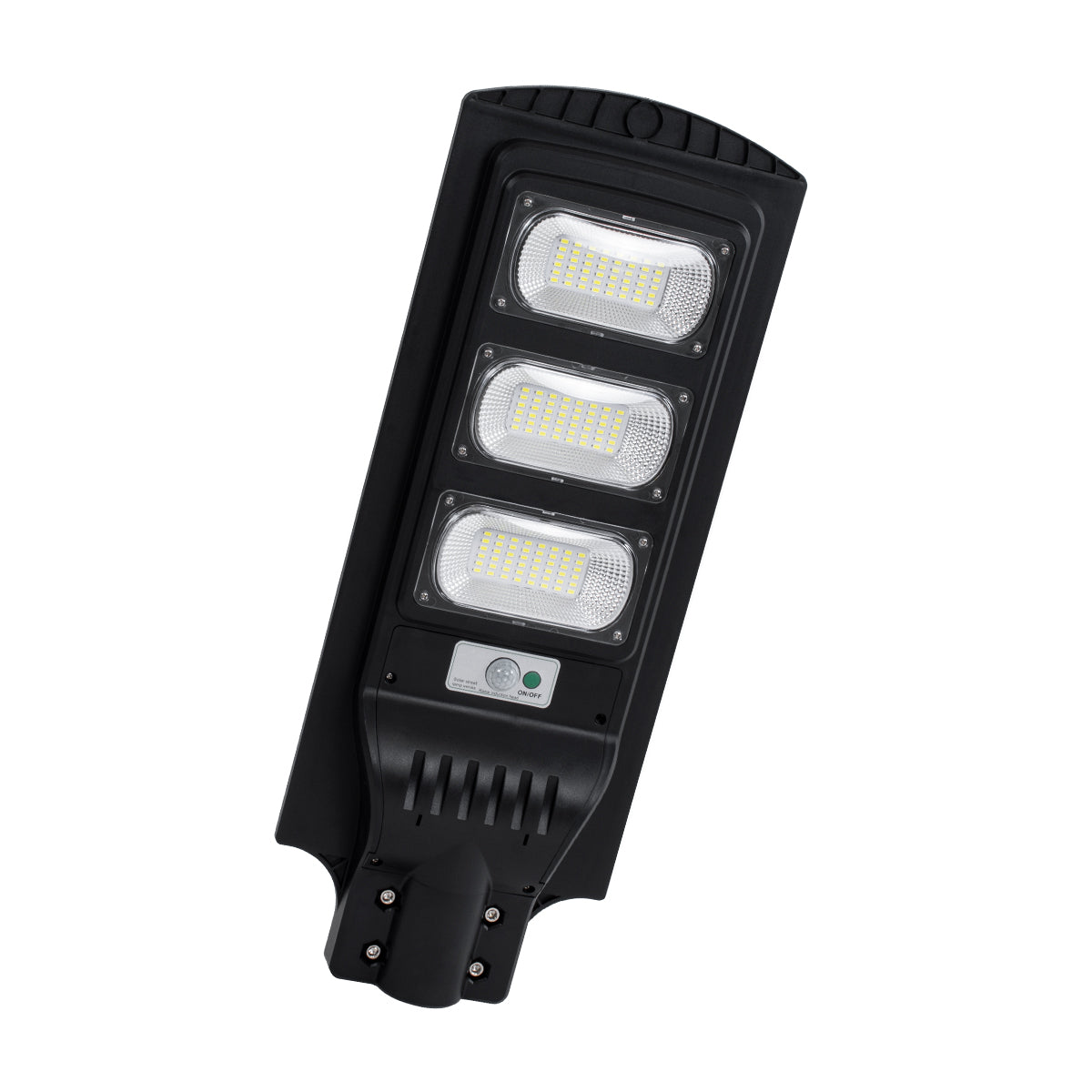 STREETB 85343 Φωτιστικό Δρόμου LED 90W 4500lm 120° DC 5V με Ενσωματωμένο Φωτοβολταϊκό Panel 6V 12W & Επαναφορτιζόμενη Μπαταρία Li-ion 3.2V 12000mAh με Αισθητήρα Κίνησης-Ημέρας-Νύχτας Αδιάβροχο IP65 Ψυχρό Λευκό 6000K - Μαύρο - Μ24 x Π63 x Υ6