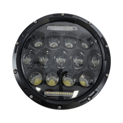 85417 Σετ 2 x Φανάρια JEEP WRANGLER 7'' Ιντσών Βασικού Φωτισμού H/L με Ring Light DRL & Φλας LED CREE CXB COB 75W 12000lm DC 10-30V Αδιάβροχα IP67 Ψυχρό Λευκό 6000K