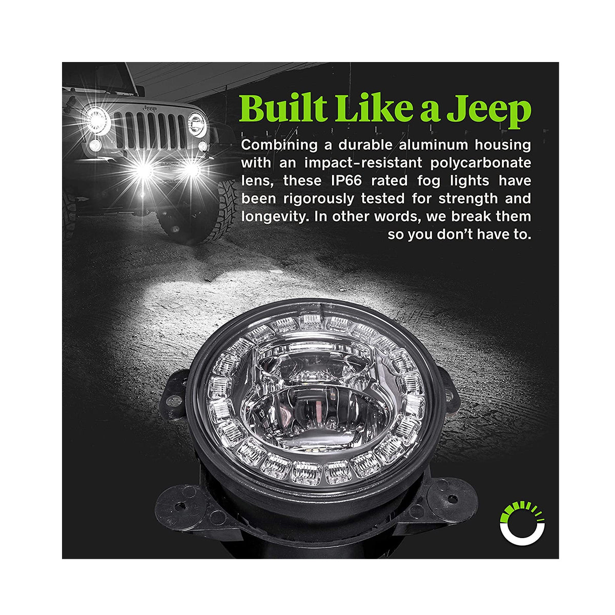 85418 Σετ 2 x Προβολείς Ομίχλης JEEP WRANGLER - MERCEDES BENZ G CLASS - LAND ROVER DEFENDER - HAMMER H1-H2 - 4'' Ιντσών με Ring Light DRL LED CREE CXB COB 100W 7500lm DC 12V Αδιάβροχοι IP66 Ψυχρό Λευκό 6000K