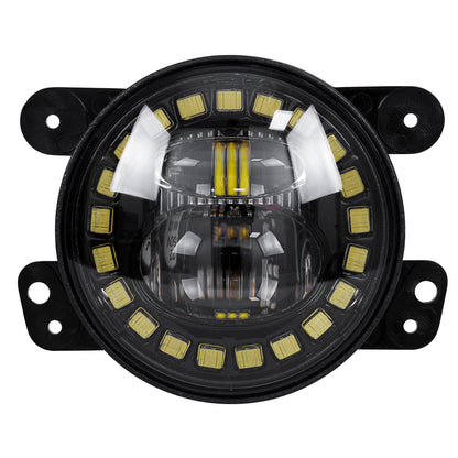 85418 Σετ 2 x Προβολείς Ομίχλης JEEP WRANGLER - MERCEDES BENZ G CLASS - LAND ROVER DEFENDER - HAMMER H1-H2 - 4'' Ιντσών με Ring Light DRL LED CREE CXB COB 100W 7500lm DC 12V Αδιάβροχοι IP66 Ψυχρό Λευκό 6000K