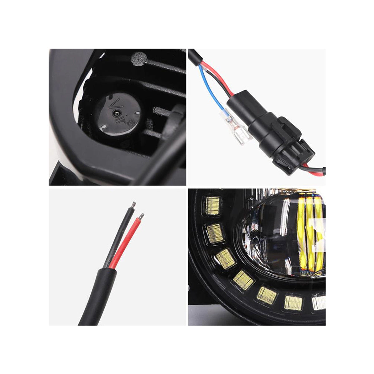 85418 Σετ 2 x Προβολείς Ομίχλης JEEP WRANGLER - MERCEDES BENZ G CLASS - LAND ROVER DEFENDER - HAMMER H1-H2 - 4'' Ιντσών με Ring Light DRL LED CREE CXB COB 100W 7500lm DC 12V Αδιάβροχοι IP66 Ψυχρό Λευκό 6000K