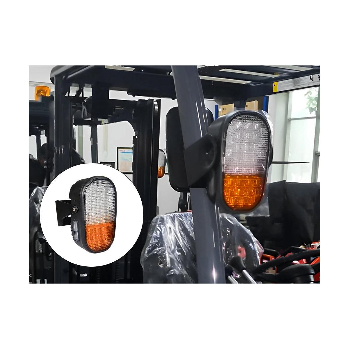 85455 E57 Mark Σετ 2 x Φανάρια για TOYOTA & UNIVERSAL FORKLIFT Βασικού Φωτισμού για Οχήματα Περονοφόρα - Κλάρκ με Φλας LED 40W DC 10-80V Αδιάβροχα IP6K9K Πορτοκαλί & Ψυχρό Λευκό 6000K Μ20 x Π8 x Υ12cm