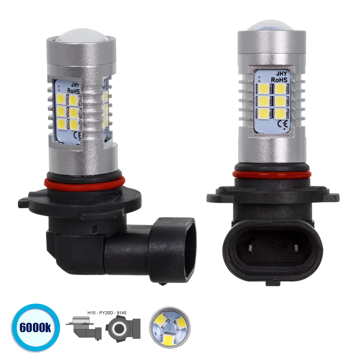 85602 H10 JHY Line KIT Βασικού Φωτισμού Αυτοκινήτου & Μοτοσυκλέτας 2nd Generation Can-Bus Series LED SMD 3030 80W 8000lm DC 12V Αδιάβροχο IP65 Ψυχρό Λευκό 6000K