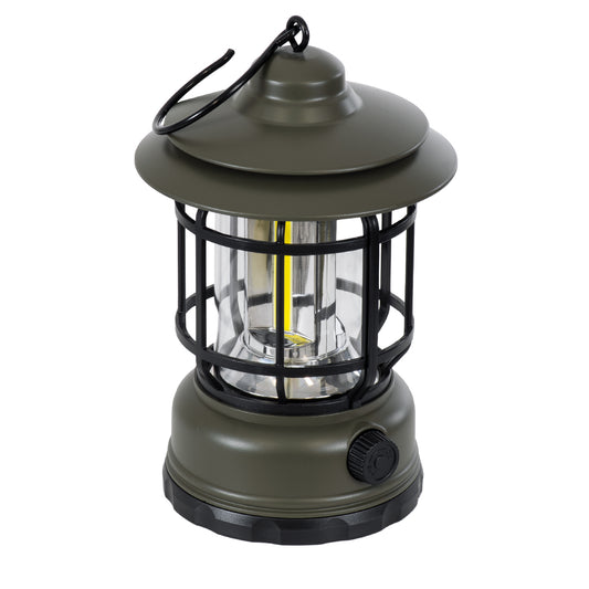 85693 Αυτόνομο Επαναφορτιζόμενο Φανάρι Camping LED 5W USB 2.0 με Επαναφορτιζόμενη Μπαταρία 1 x 18650 2000mAh Li-ion - IP20 - Dimmable - Πράσινο Χακί με Διάφανο Γυαλί - Θερμό Λευκό 3000K Φ12 x Υ17
