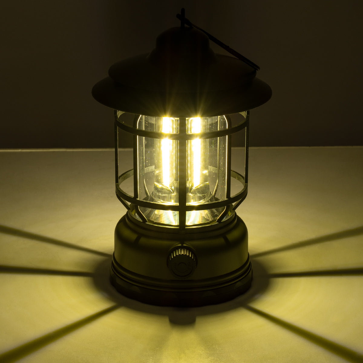 85693 Αυτόνομο Επαναφορτιζόμενο Φανάρι Camping LED 5W USB 2.0 με Επαναφορτιζόμενη Μπαταρία 1 x 18650 2000mAh Li-ion - IP20 - Dimmable - Πράσινο Χακί με Διάφανο Γυαλί - Θερμό Λευκό 3000K Φ12 x Υ17cm