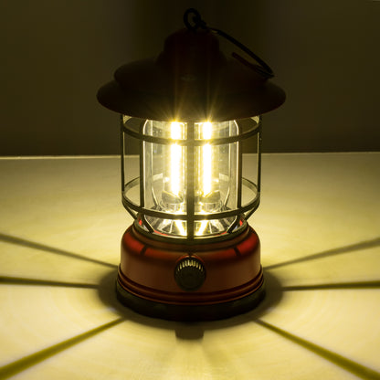 85694 Αυτόνομο Επαναφορτιζόμενο Φανάρι Camping LED 5W USB 2.0 με Επαναφορτιζόμενη Μπαταρία 1 x 18650 2000mAh Li-ion - IP20 - Dimmable - Κόκκινο με Διάφανο Γυαλί - Θερμό Λευκό 3000K Φ12 x Υ17cm