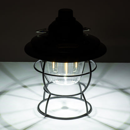 85695 Αυτόνομο Φανάρι Camping LED 4W USB 2.0 με Επαναφορτιζόμενη Μπαταρία 1 x 18650 2000mAh Li-ion Power Bank IP20 Dimmable Μαύρο με Διάφανο Γυαλί CCT Εναλλαγή Φωτισμού μέσω On/Off All In One Ψυχρό 6000K+Φυσικό 4500K+Θερμό 2700K Φ13.5 x Υ17.5cm