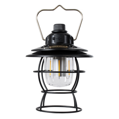 85695 Αυτόνομο Φανάρι Camping LED 4W USB 2.0 με Επαναφορτιζόμενη Μπαταρία 1 x 18650 2000mAh Li-ion Power Bank IP20 Dimmable Μαύρο με Διάφανο Γυαλί CCT Εναλλαγή Φωτισμού μέσω On/Off All In One Ψυχρό 6000K+Φυσικό 4500K+Θερμό 2700K Φ13.5 x Υ17.5cm