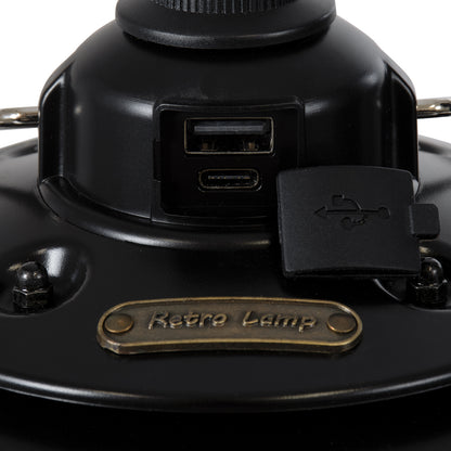 85695 Αυτόνομο Φανάρι Camping LED 4W USB 2.0 με Επαναφορτιζόμενη Μπαταρία 1 x 18650 2000mAh Li-ion Power Bank IP20 Dimmable Μαύρο με Διάφανο Γυαλί CCT Εναλλαγή Φωτισμού μέσω On/Off All In One Ψυχρό 6000K+Φυσικό 4500K+Θερμό 2700K Φ13.5 x Υ17.5cm