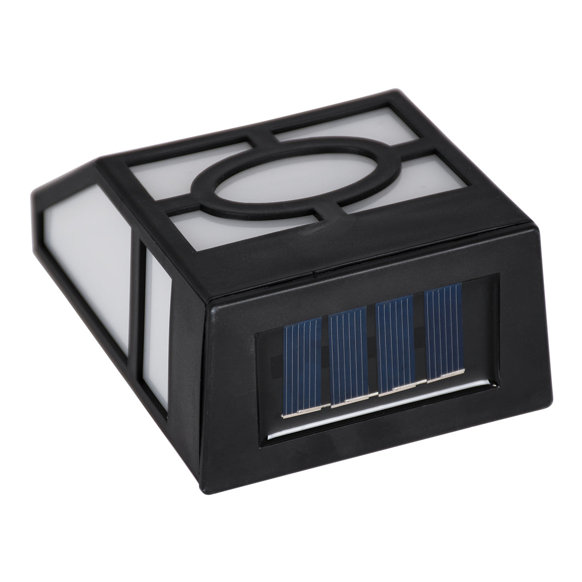 85707 ΣΕΤ 4 Τεμαχίων Αυτόνομα Ηλιακά Φωτιστικά Τοίχου Μαύρα-Λευκά LED SMD 1W 100lm με Ενσωματωμένη Μπαταρία 600mAh - Φωτοβολταϊκό Πάνελ με Αισθητήρα Ημέρας-Νύχτας Αδιάβροχα IP65 Θερμό Λευκό 3000K