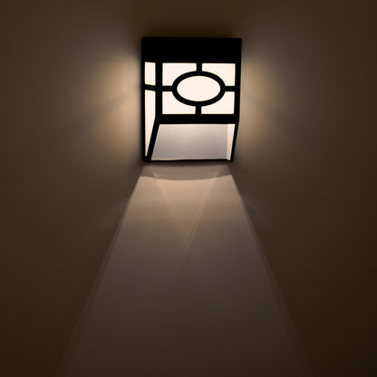 85707 ΣΕΤ 4 Τεμαχίων Αυτόνομα Ηλιακά Φωτιστικά Τοίχου Μαύρα-Λευκά LED SMD 1W 100lm με Ενσωματωμένη Μπαταρία 600mAh - Φωτοβολταϊκό Πάνελ με Αισθητήρα Ημέρας-Νύχτας Αδιάβροχα IP65 Θερμό Λευκό 3000K