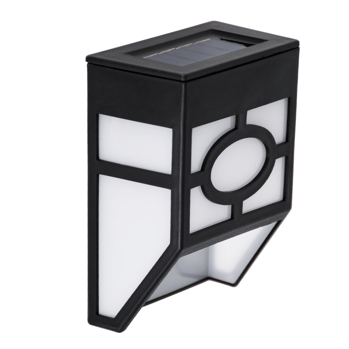 85708 ΣΕΤ 4 Τεμαχίων Αυτόνομα Ηλιακά Φωτιστικά Τοίχου Μαύρα-Λευκά LED SMD 1W 100lm με Ενσωματωμένη Μπαταρία 600mAh - Φωτοβολταϊκό Πάνελ με Αισθητήρα Ημέρας-Νύχτας Αδιάβροχα IP65 Ψυχρό Λευκό 6000K