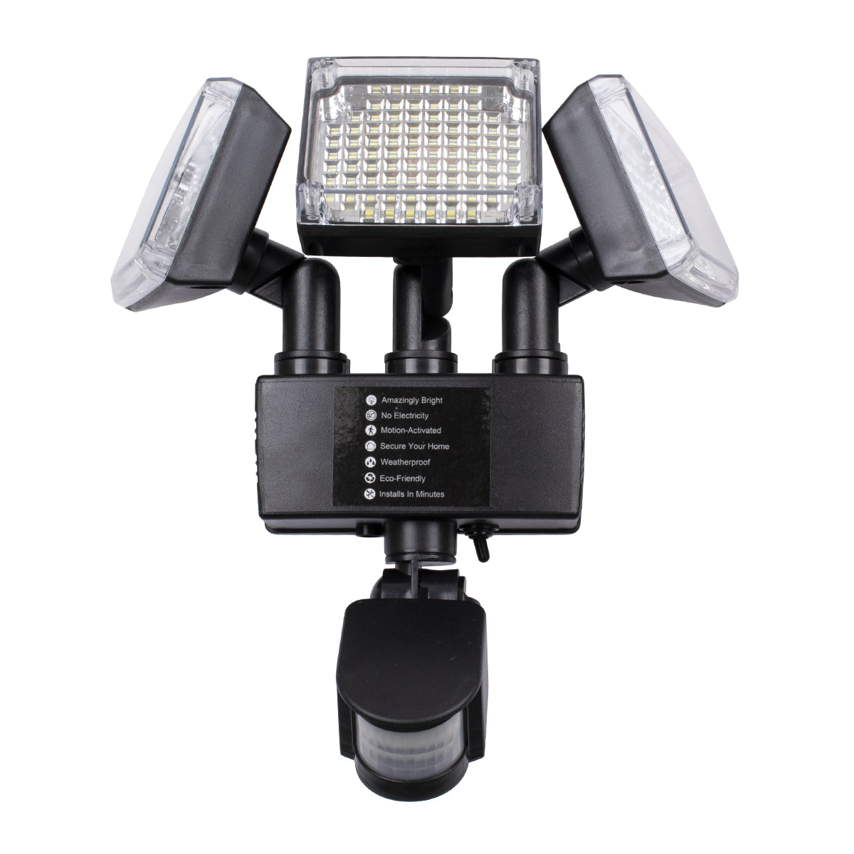 85711 Αυτόνομος Ηλιακός Προβολέας με Τρεις Περιστρεφόμενες Κεφαλές LED SMD 2835 50W 2500lm με Ενσωματωμένη Μπαταρία 3400mAh - Φωτοβολταϊκό Πάνελ με Αισθητήρα Ημέρας-Νύχτας - PIR Αισθητήρα Κίνησης Αδιάβροχο IP65 Ψυχρό Λευκό 6000K