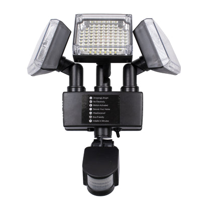 85711 Αυτόνομος Ηλιακός Προβολέας με Τρεις Περιστρεφόμενες Κεφαλές LED SMD 2835 50W 2500lm με Ενσωματωμένη Μπαταρία 3400mAh - Φωτοβολταϊκό Πάνελ με Αισθητήρα Ημέρας-Νύχτας - PIR Αισθητήρα Κίνησης Αδιάβροχο IP65 Ψυχρό Λευκό 6000K