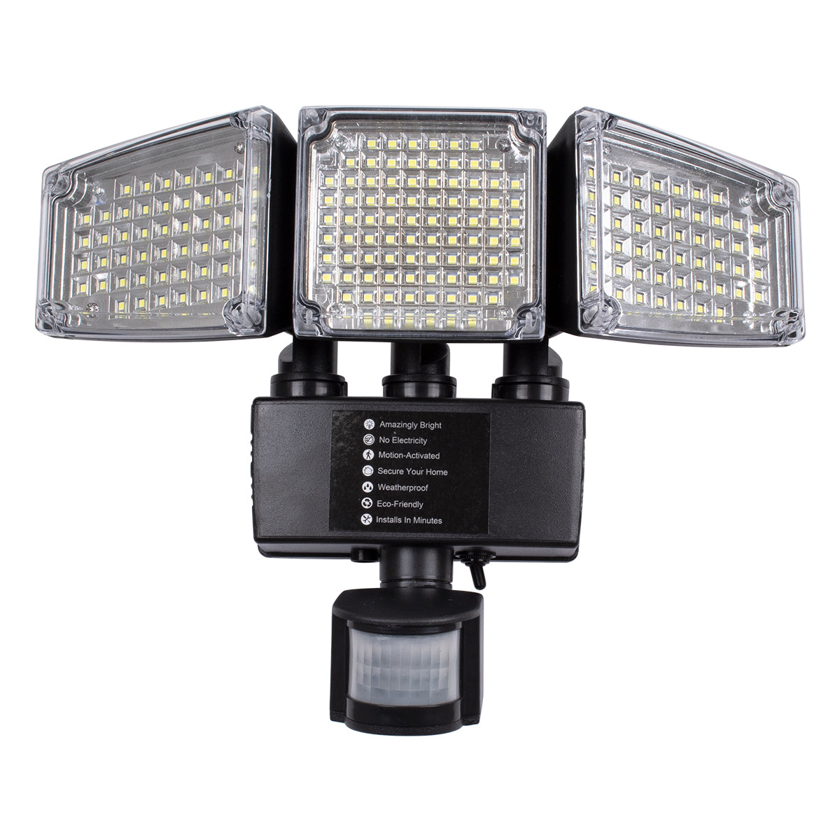 85711 Αυτόνομος Ηλιακός Προβολέας με Τρεις Περιστρεφόμενες Κεφαλές LED SMD 2835 50W 2500lm με Ενσωματωμένη Μπαταρία 3400mAh - Φωτοβολταϊκό Πάνελ με Αισθητήρα Ημέρας-Νύχτας - PIR Αισθητήρα Κίνησης Αδιάβροχο IP65 Ψυχρό Λευκό 6000K