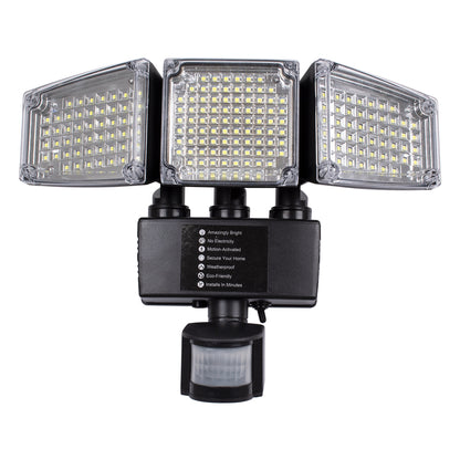 85711 Αυτόνομος Ηλιακός Προβολέας με Τρεις Περιστρεφόμενες Κεφαλές LED SMD 2835 50W 2500lm με Ενσωματωμένη Μπαταρία 3400mAh - Φωτοβολταϊκό Πάνελ με Αισθητήρα Ημέρας-Νύχτας - PIR Αισθητήρα Κίνησης Αδιάβροχο IP65 Ψυχρό Λευκό 6000K