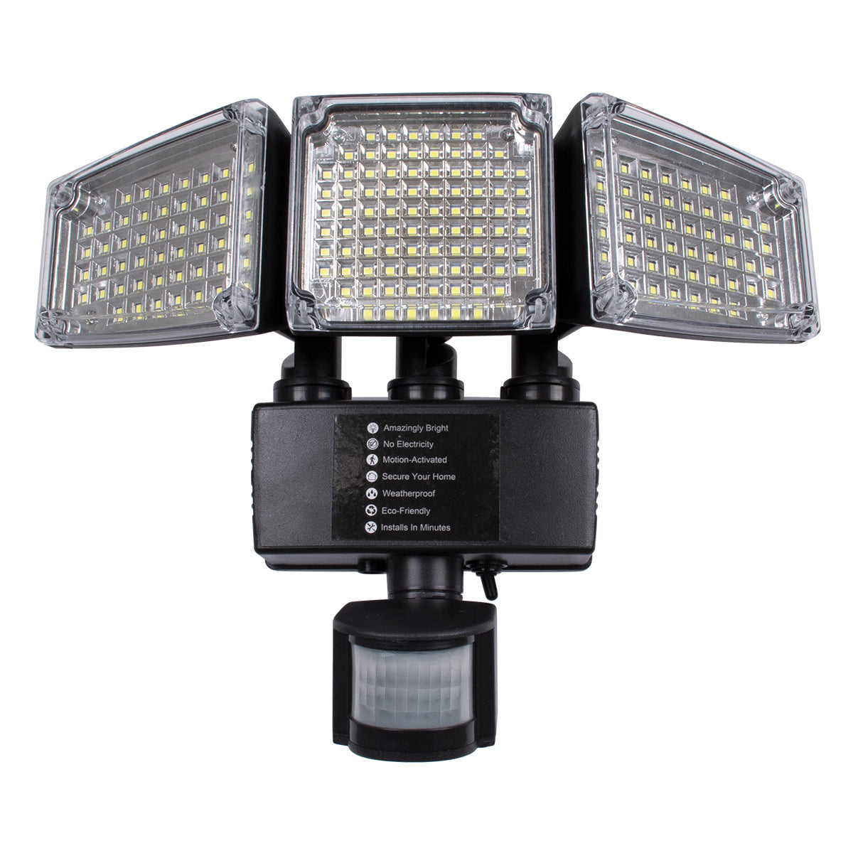 85711 Αυτόνομος Ηλιακός Προβολέας με Τρεις Περιστρεφόμενες Κεφαλές LED SMD 2835 50W 2500lm με Ενσωματωμένη Μπαταρία 3400mAh - Φωτοβολταϊκό Πάνελ με Αισθητήρα Ημέρας-Νύχτας - PIR Αισθητήρα Κίνησης Αδιάβροχο IP65 Ψυχρό Λευκό 6000K