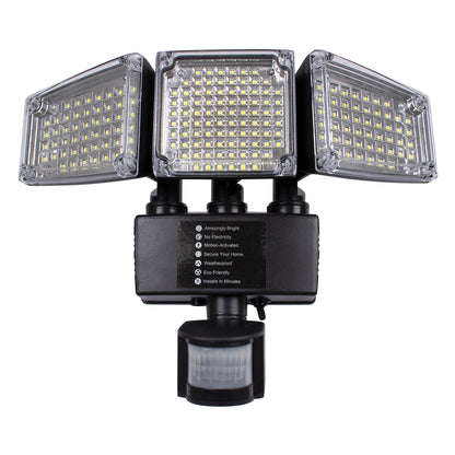 85711 Αυτόνομος Ηλιακός Προβολέας με Τρεις Περιστρεφόμενες Κεφαλές LED SMD 2835 50W 2500lm με Ενσωματωμένη Μπαταρία 3400mAh - Φωτοβολταϊκό Πάνελ με Αισθητήρα Ημέρας-Νύχτας - PIR Αισθητήρα Κίνησης Αδιάβροχο IP65 Ψυχρό Λευκό 6000K