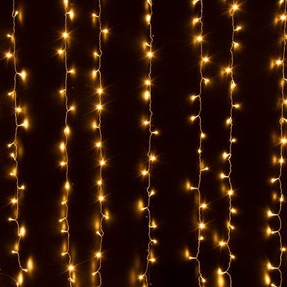 85800 Διακοσμητική Κουρτίνα 3 x 2 Μέτρα με Controller 8 Προγραμμάτων Φωτισμού - Επεκτεινόμενη 240 LED 6W AC 230V με Διάφανο Καλώδιο & Πρίζα Schuko IP20 Θερμό Λευκό 3000K Μ3 x Υ2m