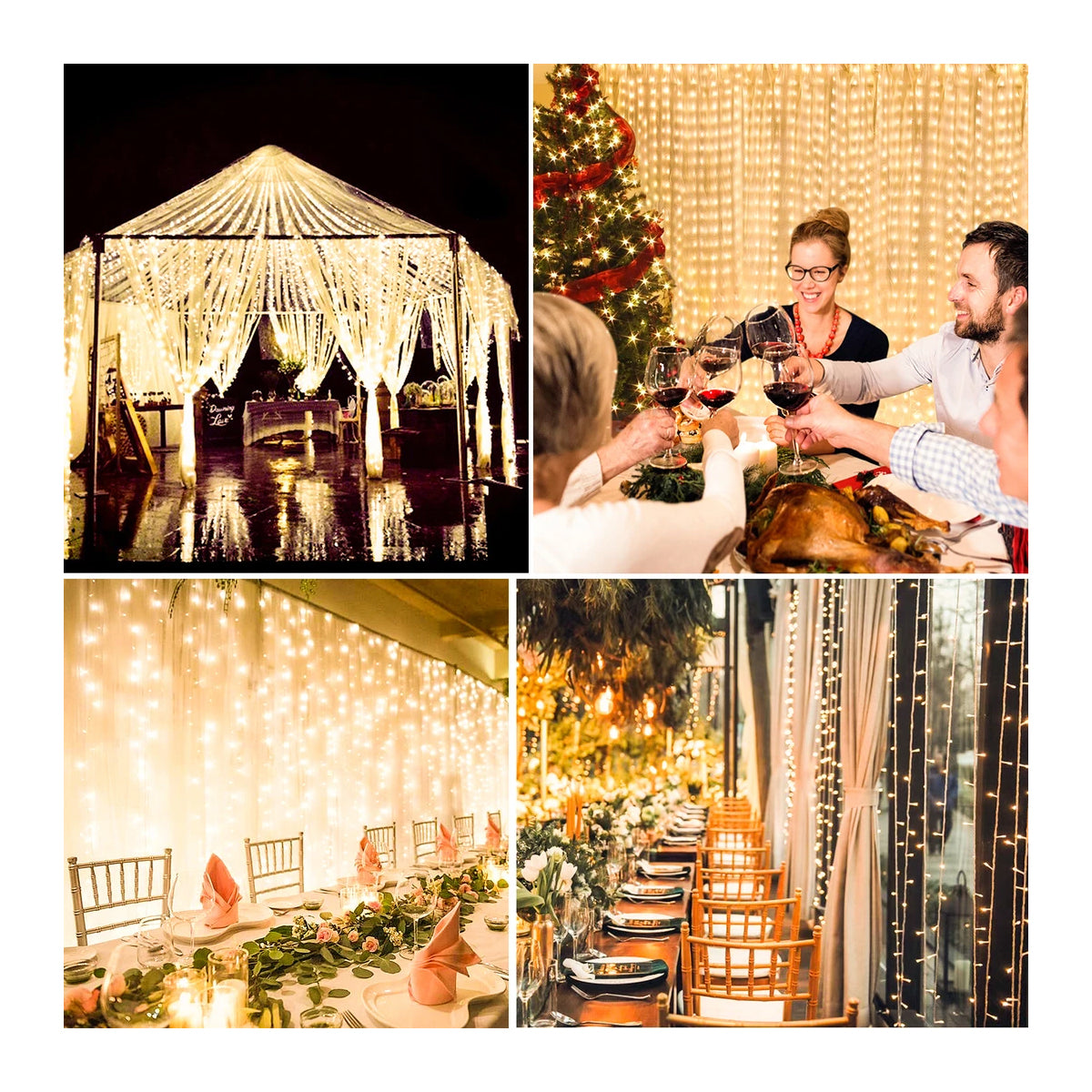 85800 Διακοσμητική Κουρτίνα 3 x 2 Μέτρα με Controller 8 Προγραμμάτων Φωτισμού - Επεκτεινόμενη 240 LED 6W AC 230V με Διάφανο Καλώδιο & Πρίζα Schuko IP20 Θερμό Λευκό 3000K Μ3 x Υ2m