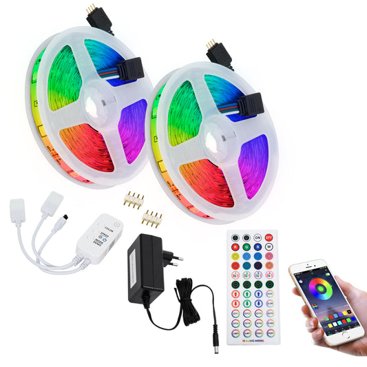 CHROMAWAVE 85813 Σετ Ταινίας με Τροφοδοτικό με IR Ασύρματο Χειριστήριο & Λειτουργία μέσω WiFi APP LED 72W 4320lm 120° AC 220-240V IP20 600 x SMD5050 Chip Πολύχρωμο RGB Dimmable - Sanan SMD Chip - Μ1000 x Π1 x Υ0.3 - Δύο Ρολά 5 Μέτρων