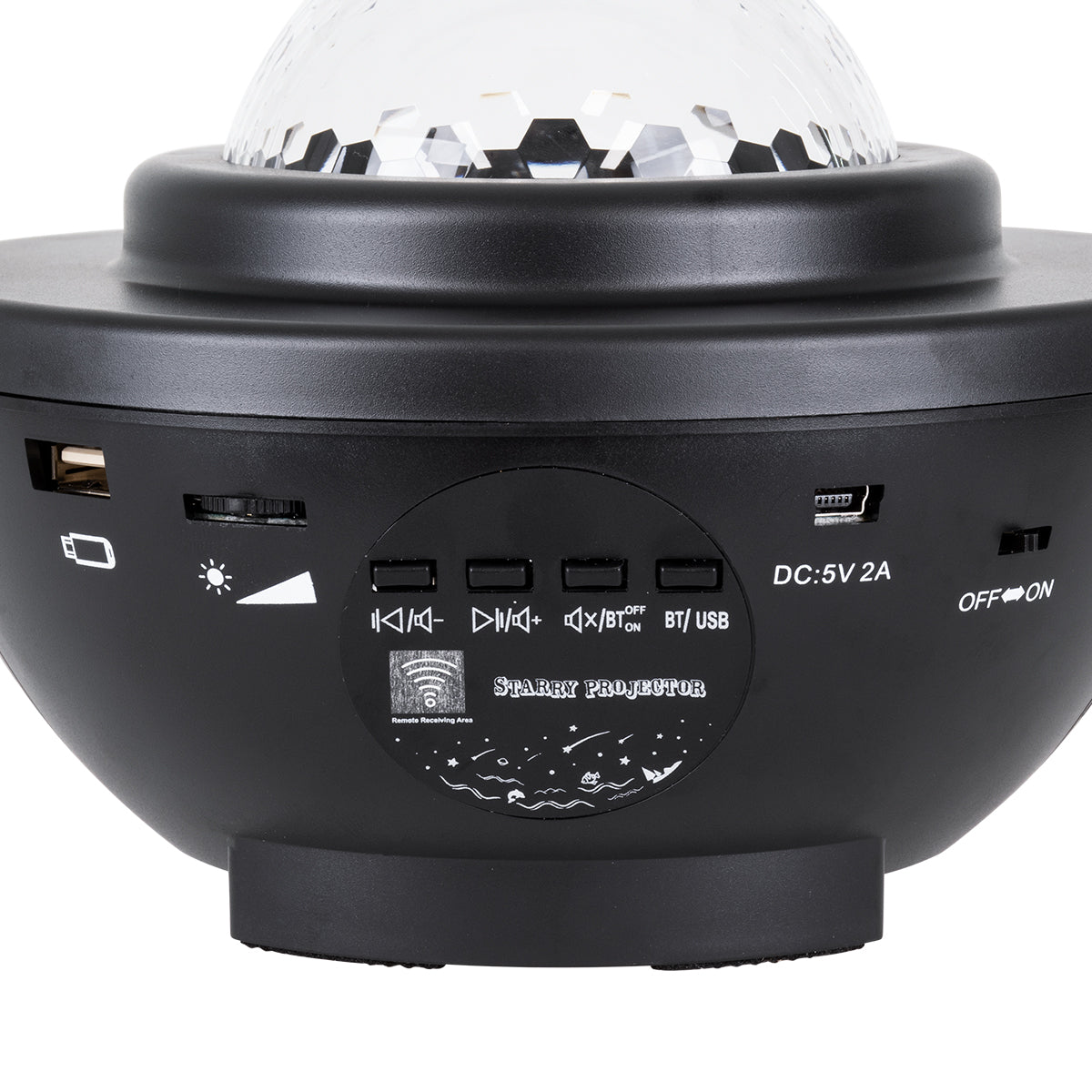 85817 Μαύρο Επιτραπέζιο Διακοσμητικό Φωτιστικό Ειδικών Εφέ NIGHT GALAXY WORLD 3D LED 10W DC 5V 2200mAh Επαναφορτιζόμενο με Bluetooth Speaker - Sound Activated - Καλώδιο Τροφοδοσίας USB και Ασύρματο Χειριστήριο RF 2.4Ghz Πολύχρωμo RGBW Dimmable