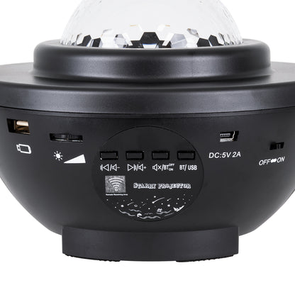 85817 Μαύρο Επιτραπέζιο Διακοσμητικό Φωτιστικό Ειδικών Εφέ NIGHT GALAXY WORLD 3D LED 10W DC 5V 2200mAh Επαναφορτιζόμενο με Bluetooth Speaker - Sound Activated - Καλώδιο Τροφοδοσίας USB και Ασύρματο Χειριστήριο RF 2.4Ghz Πολύχρωμo RGBW Dimmable