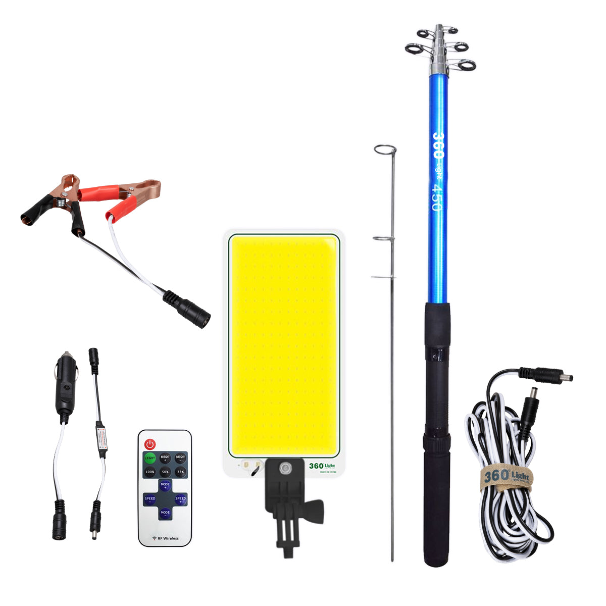 85821 Τηλεσκοπικό Καλάμι Ψαρέματος 5m με Πάνελ Φωτισμού 800W 48000lm DC 12V Αδιάβροχο IP65 Ψυχρό Λευκό 6000K