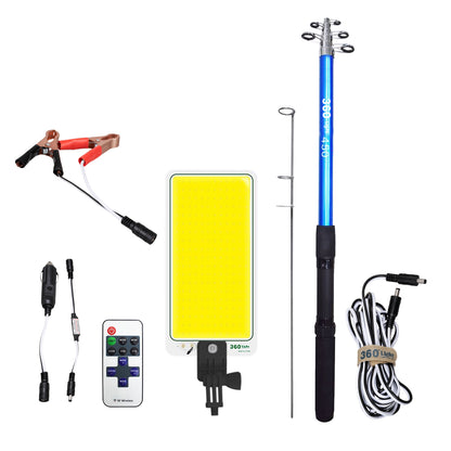 85821 Τηλεσκοπικό Καλάμι Ψαρέματος 5m με Πάνελ Φωτισμού 800W 48000lm DC 12V Αδιάβροχο IP65 Ψυχρό Λευκό 6000K