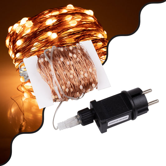 85845 Διακοσμητική Γιρλάντα 32 Μέτρα με Controller 8 Προγραμμάτων Εναλλαγών Φωτισμού - 300 LED 3.6W AC 230V με Χάλκινο Καλώδιο & Πρίζα Schuko Αδιάβροχη IP44 Θερμό Λευκό 3000K Μ32m