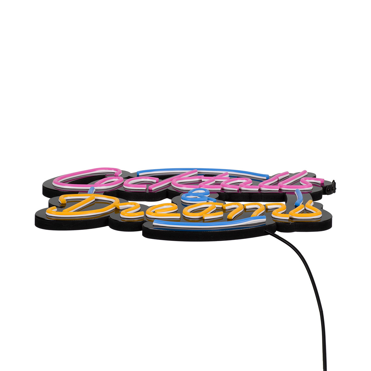 85850 Φωτιστικό Ταμπέλα Φωτεινή Επιγραφή NEON LED Σήμανσης COCKTAILS & DREAMS 30W AC 230V με Διακόπτη On/Off Ροζ - Γαλάζιο - Κίτρινο