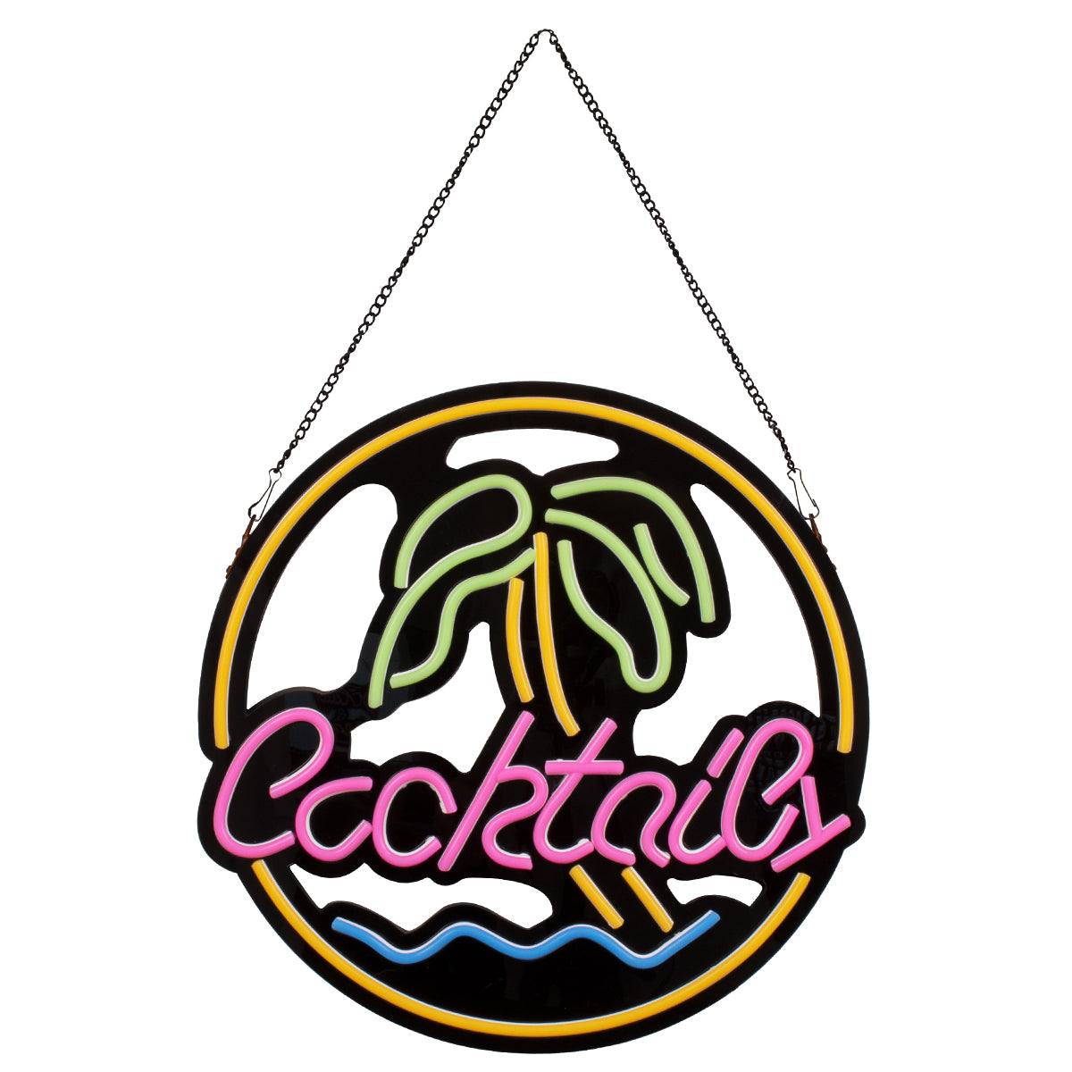 85851 Φωτιστικό Ταμπέλα Φωτεινή Επιγραφή NEON LED Σήμανσης COCKTAILS 30W AC 230V με Διακόπτη On/Off Ροζ - Γαλάζιο - Κίτρινο - Πράσινο