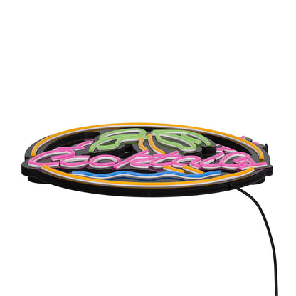 85851 Φωτιστικό Ταμπέλα Φωτεινή Επιγραφή NEON LED Σήμανσης COCKTAILS 30W AC 230V με Διακόπτη On/Off Ροζ - Γαλάζιο - Κίτρινο - Πράσινο