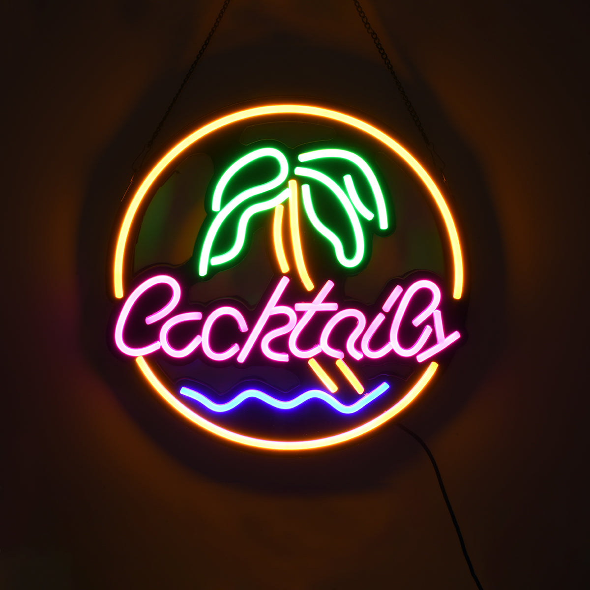 85851 Φωτιστικό Ταμπέλα Φωτεινή Επιγραφή NEON LED Σήμανσης COCKTAILS 30W AC 230V με Διακόπτη On/Off Ροζ - Γαλάζιο - Κίτρινο - Πράσινο