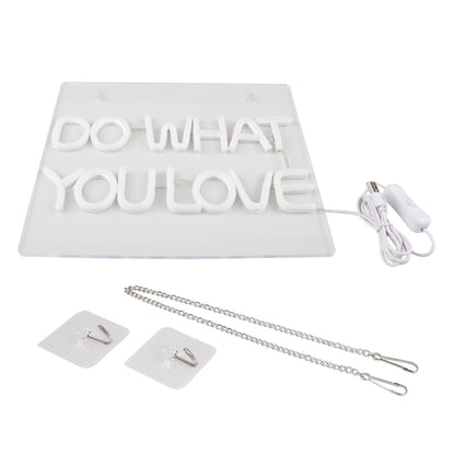 85852 Φωτιστικό Ταμπέλα Φωτεινή Επιγραφή NEON LED Σήμανσης DO WHAT YOU LOVE 30W AC 230V με Διακόπτη On/Off Ροζ