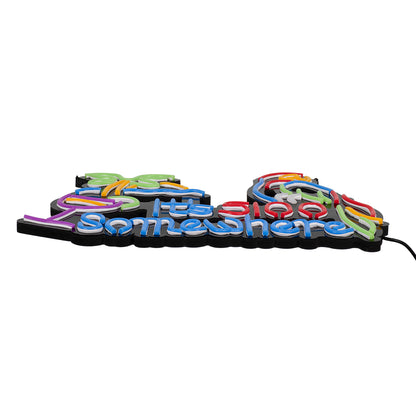85854 Φωτιστικό Ταμπέλα Φωτεινή Επιγραφή NEON LED Σήμανσης ITS 5:00 SOMEWHERE PARROT 30W AC 230V με Διακόπτη On/Off Ροζ - Γαλάζιο - Κίτρινο - Πράσινο - Κόκκινο